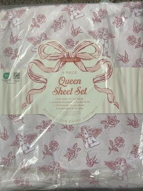 Envogue Pink Angel & Rose Queen Sheet Set